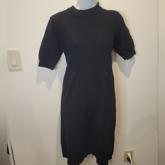 Cos size L mixed Media fabric black short sleeves dress - Picture 2 of 8